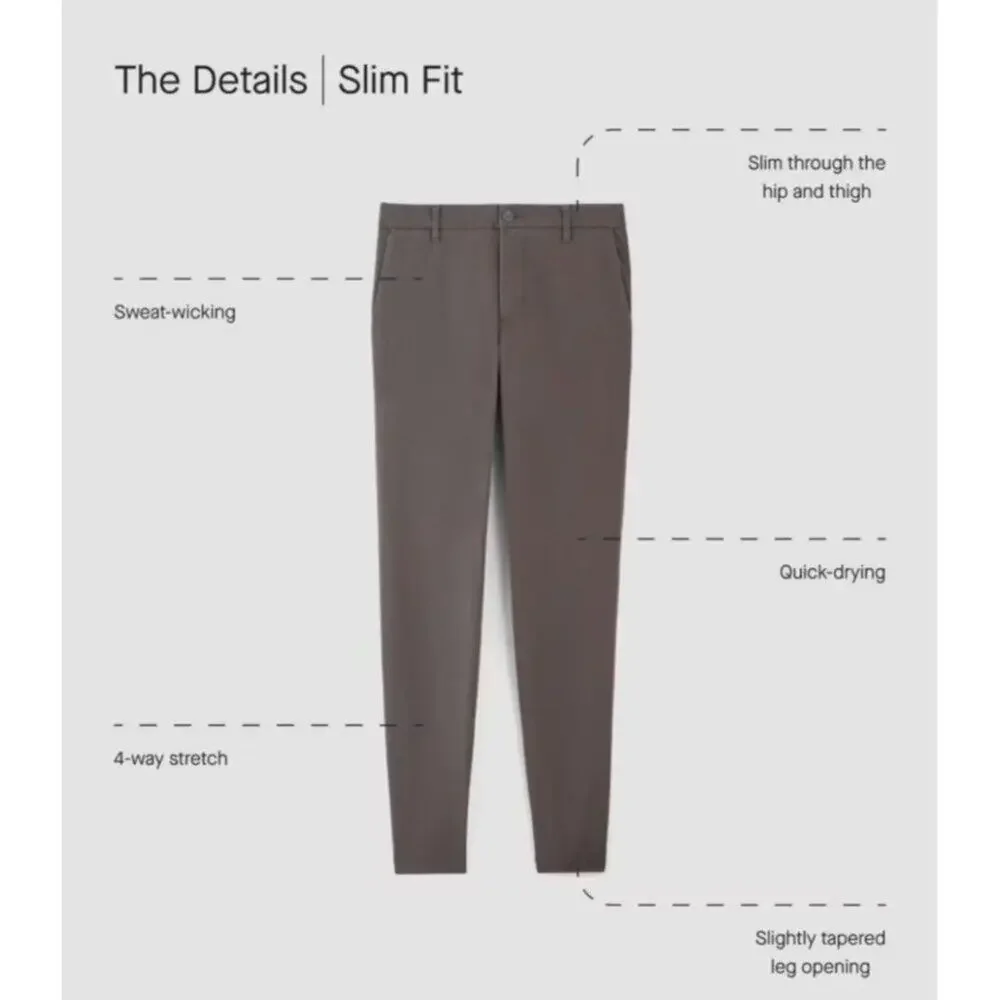 NWT Everlane Mens The Performance Chino Uniform‎ Pants Black 35x28